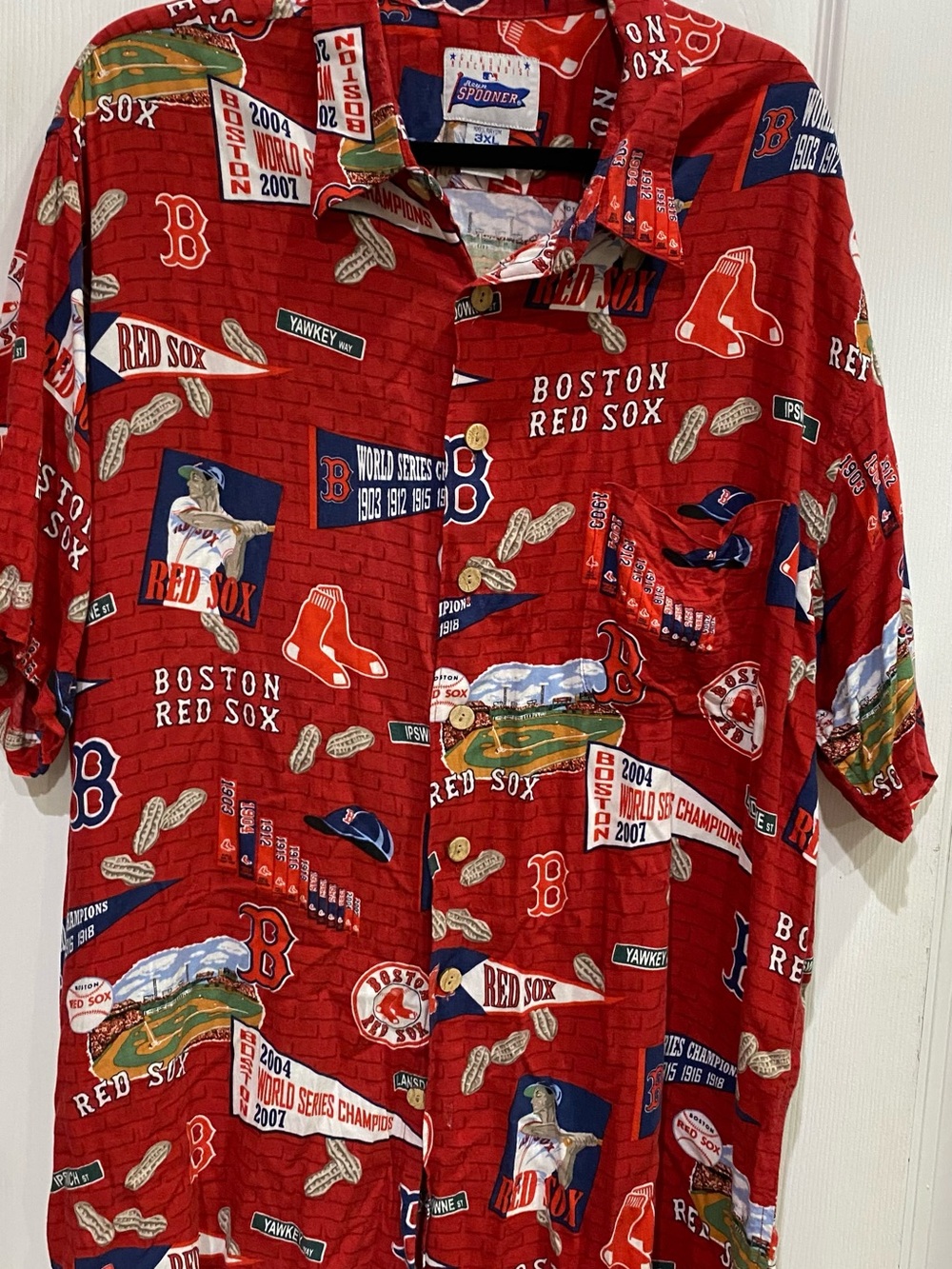 reyn spooner Red Boston Red Sox Allover Print Button-Down Shirt